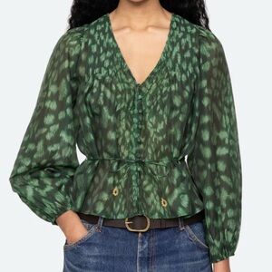 Sea NY Women’s Claude L/S Top, Sample size S, Green Color- SAMPLE